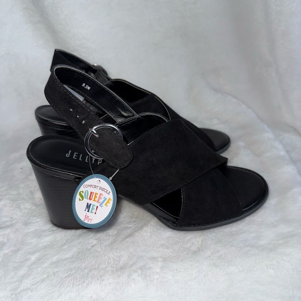 Jellypop Cross-Strap Chunky Heel Sandals